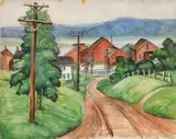 Country Lane by Lephe Kingsley Holden, watercolor on paper, offered Apr 2025