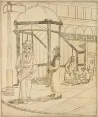 Help the Blind by Hyman Katz, etching, 1936, offered Apr 2025