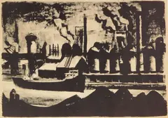 Cuyahoga River by Martin Linsey, lithograph, offered Apr 2025