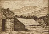 Luigi Lucioni, Vermont Survival, etching, 1959