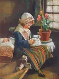 Nat Lowell, A Young Swede, aquatint with watercolor and pastel, ca. 1940