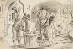 Walter Quirt, Homeless, lithograph, 1935