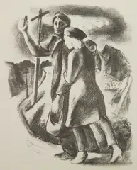 Hitch Hikers by Boardman Michael Robinson, lithograph, 1933, offered Apr 2025