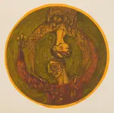 Harry Sternberg, Tumblers (Harlequins #2), engraving and silkscreen in color, 1952