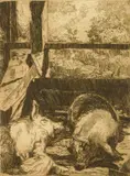 Paul B. Travis, Pigs, etching, 1921