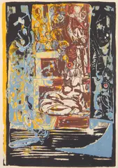 Albert Urban, The Dream, silkscreen in colors, 1945