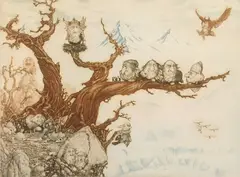 Charles Bragg, The Roost, etching in colors