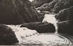 April Gornik, Cascading Waterfall softground, etching and spitbite aquatint, 1998