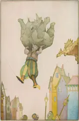 Charles S. Klabunde, The Strong Man, etching in colors, 1974