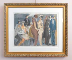 Isaac Maimon, Tea for Two, lithograph in colors, 1988-89