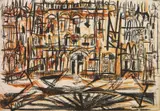 Rudy Pozzatti, Palazzo, Florence, etching and engraving in colors, 1955