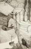 Grant Silverstein, Winter Landscape with Cat and Squirrel, etching