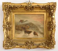 August Friedrich Albert Schenck, Shepherd and Sheep, oil on canvas
