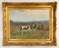 Cows in a Field by Walter McAdam, oil on canvas, 1900, offered Mar 2025