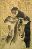 Hans Erni, Boy on Horse, charcoal and watercolor on paper, 1950