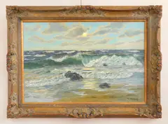 Patrick von Kalckreuth, Coastal Scene, oil on canvas