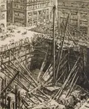 Muirhead Bone, Manhattan Excavation, drypoint, 1923-28