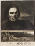Théophile Steinlen, Maxim Gorki De Face, lithograph, 1905