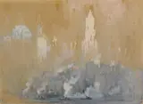 Joseph Pennell, Winter Sunrise, gouache on cardboard