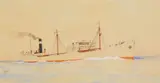 Ship at Sea by Worden Wood, watercolor and pencil on paper, 1917, offered Mar 2025