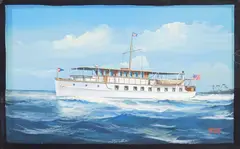 Joe Selby, Sightseeing Ship on Water, gouache on cardboard, 1927