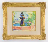 Alice Schille, Sunlit Fountain, Mexico, watercolor on paper