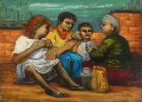 Lunch on Tar Beach by Albert Pels, oil on canvas adhered to board, offered Mar 2025