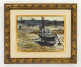 Lee Townsend, Boat Near Shore, oil on canvas board