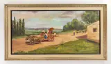 Lee Townsend, Oxen and Cart on Country Road, oil on canvas board