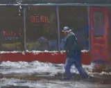 Clyde Singer, Passing By alkyd, oil on cardboard, 1988