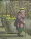 Clyde Singer, 5th Ave. Pedestrian, oil on Masonite, 1968