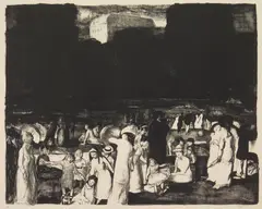 In The Park, Dark by George Bellows, lithograph on wove paper, 1916, offered Mar 2025