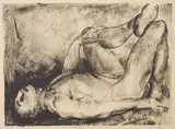 George Bellows, Man on His Back, Nude, lithograph, 1916
