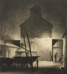 Peter Hurd, The Night Watchman, lithograph, 1935