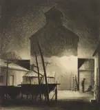 Peter Hurd, The Night Watchman, lithograph, 1935