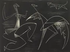 Claude Bentley, Frenzy, lithograph, 1947