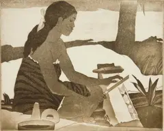John M Kelly, Kupa Hana, aquatint, ca. 1940
