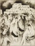 Gene Kloss, All Souls Day Pilgrimage, etching and drypoint, 1982