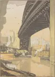Rudolph Ruzicka, The High Level Bridge, Cleveland wood, engraving, 1926