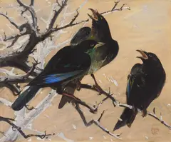 Henry G. Keller, Crows in Winter, watercolor and gouache on paper, ca. 1919