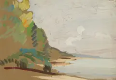 Henry G. Keller, In The Japanese Style, gouache on brown paper, matted and