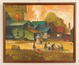 Norbert Lenz, Backyards, oil on panel
