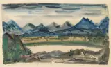 Paul B. Travis, African Landscape, watercolor on paper, 1954