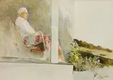 Richard Treaster, Albert's Father, watercolor on paper