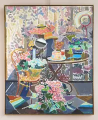 Joseph B. O'Sickey, Interior Scene with Flowers, oil on canvas