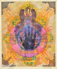 Untitled by Gary Spinosa, mixed media on paper, 2010, offered Mar 2025