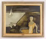 Georges Yatridès, Woman by the Shore, oil on canvas, 1957