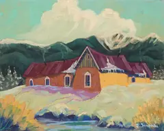 Ed Sandoval, House in Western Landscape, oil on canvas, 1994