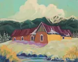 Ed Sandoval, House in Western Landscape, oil on canvas, 1994