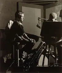 Gerry Mulligan and Zoot Simms- NYC by Herman Leonard, photograph, 1955, offered Feb 2025